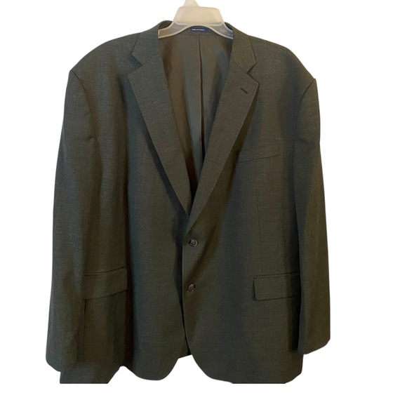 Stafford Army Green Sport Coat Wool Blend Blazer - Size 58 Big - Picture 1 of 7